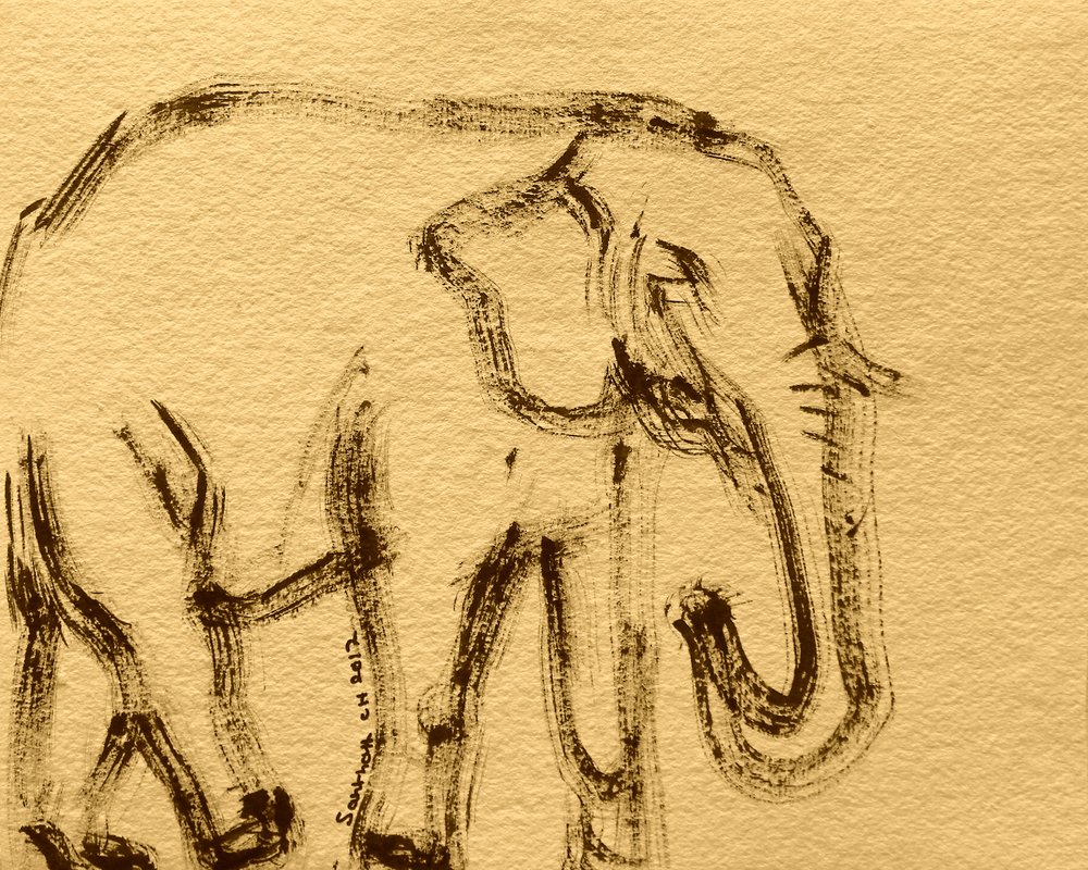 Wild Elephant Sketch by Santhosh ch