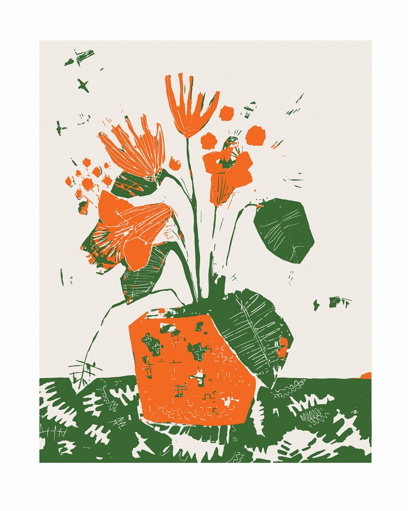 Potted Orange Flowers by Sarah Fitzgerald