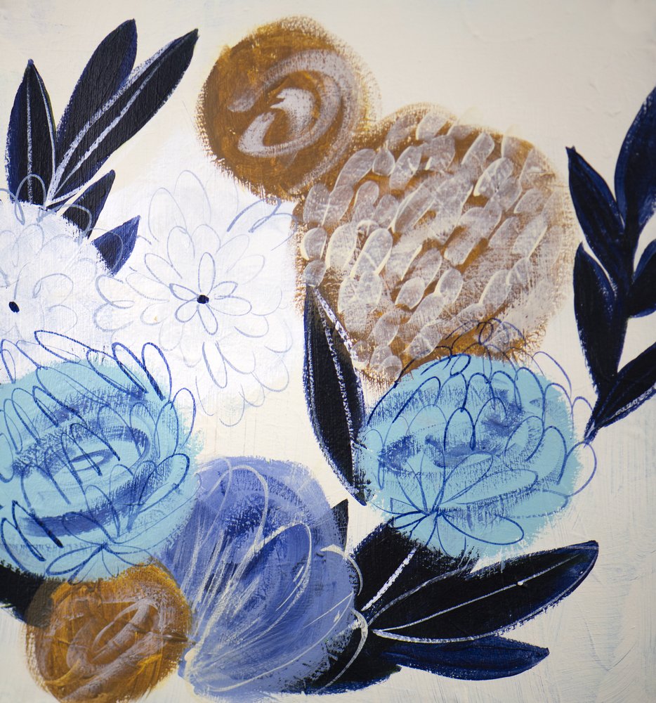 Abstract Blue Florals by Shelley Hampe