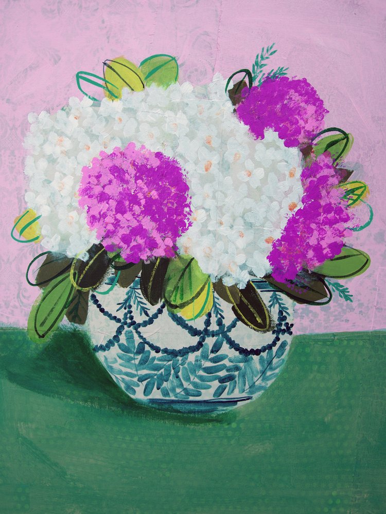Colorful Hydrangea Vase by Shelley Hampe