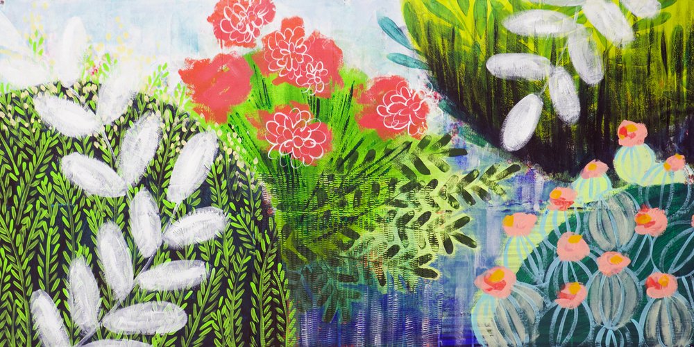 Vibrant Garden Scene by Shelley Hampe