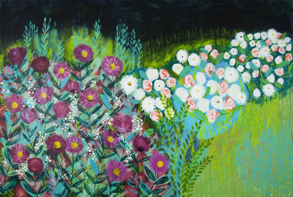 Vibrant Night Garden by Shelley Hampe