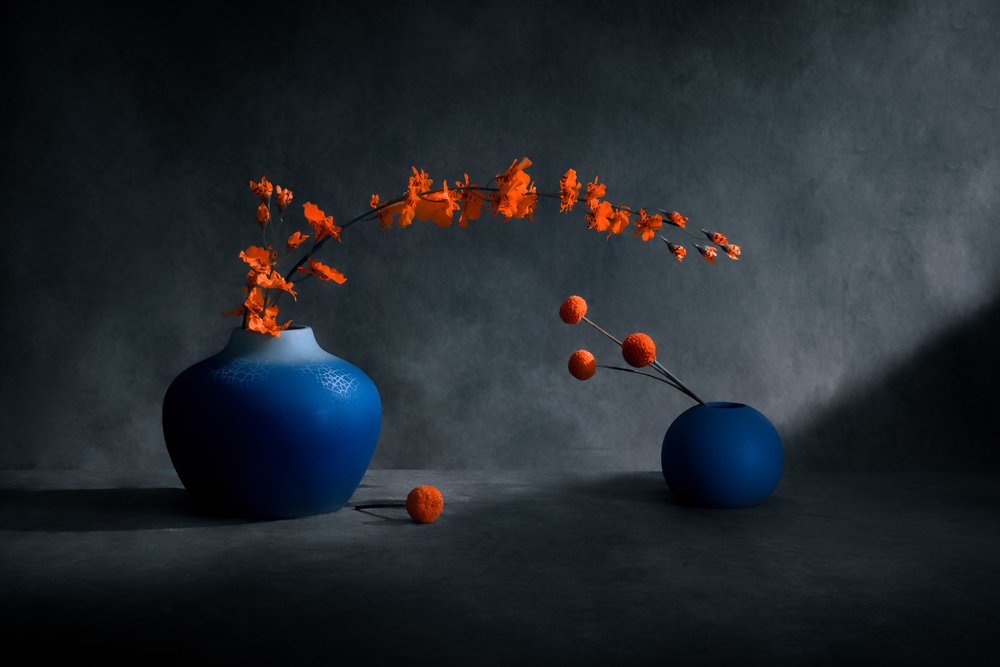 Blue Vases Orange Blooms by Siyu_Wei APA