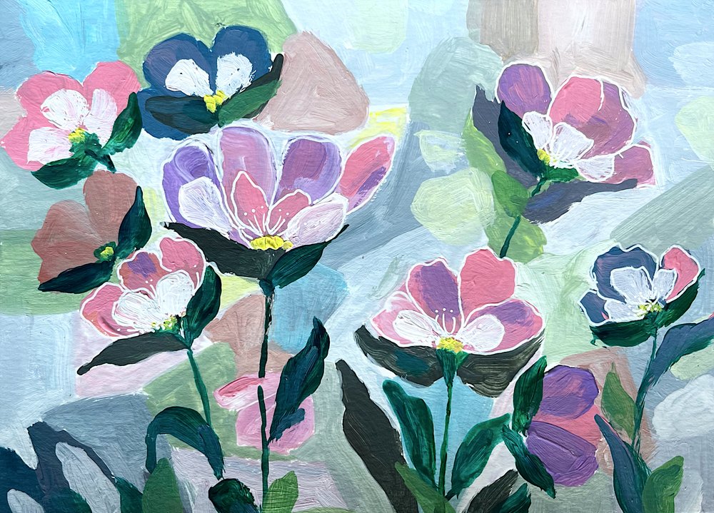 Painterly Pastel Flowers by Soniya Vijayakumar