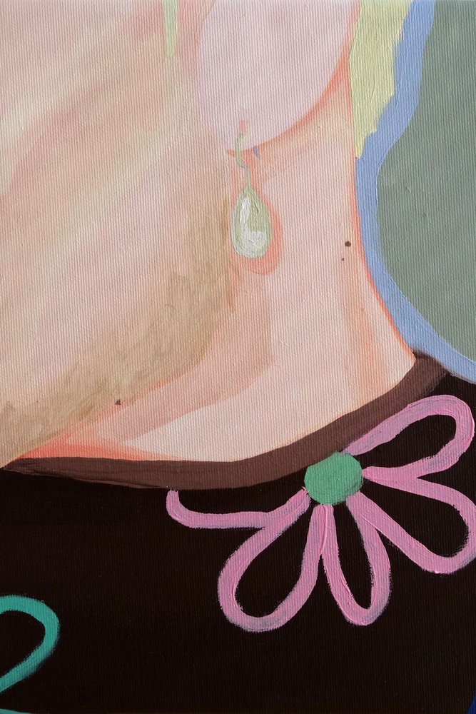 Blonde Woman Pink Flower by Sophia Novosel