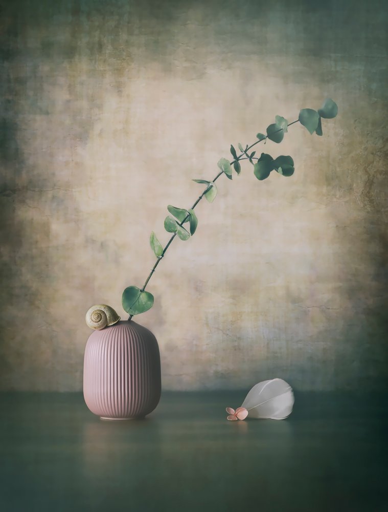 Eucalyptus Snail Pink Vase by Sophie Pan