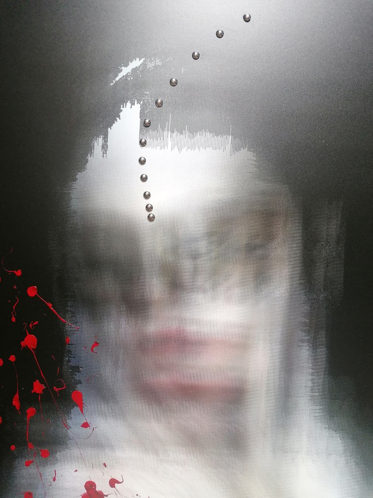 Abstract Face Red Drips by Stefano Mazzolini