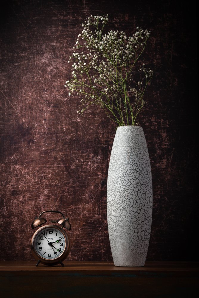 Vintage Clock and Flowers by Sumit Dhuper