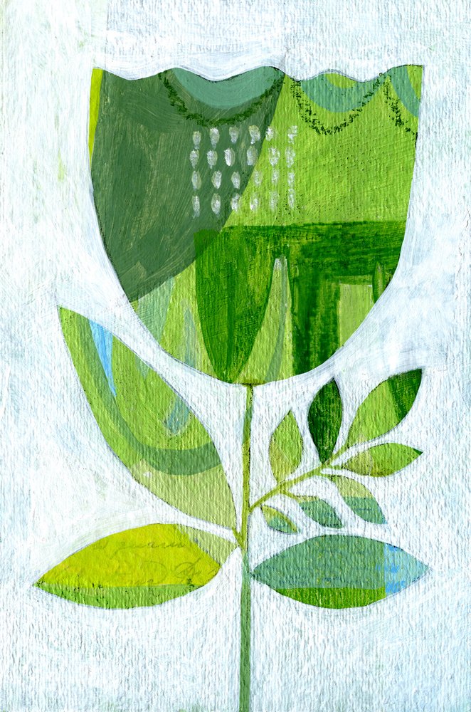 Abstract Green Bloom by Susan Black