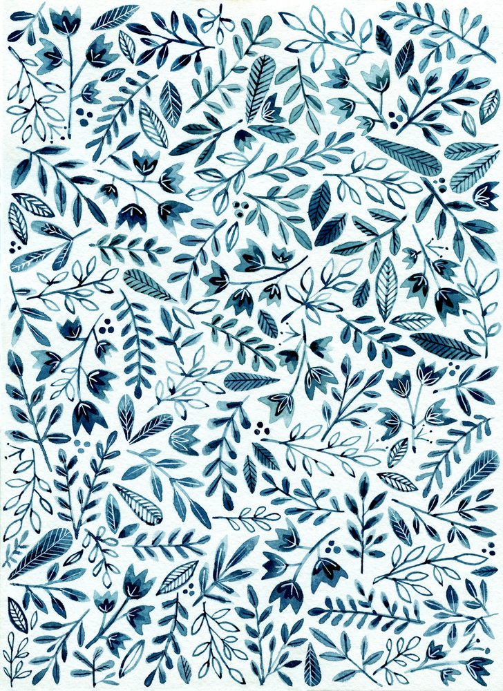 Blue Floral Pattern by Susan Black