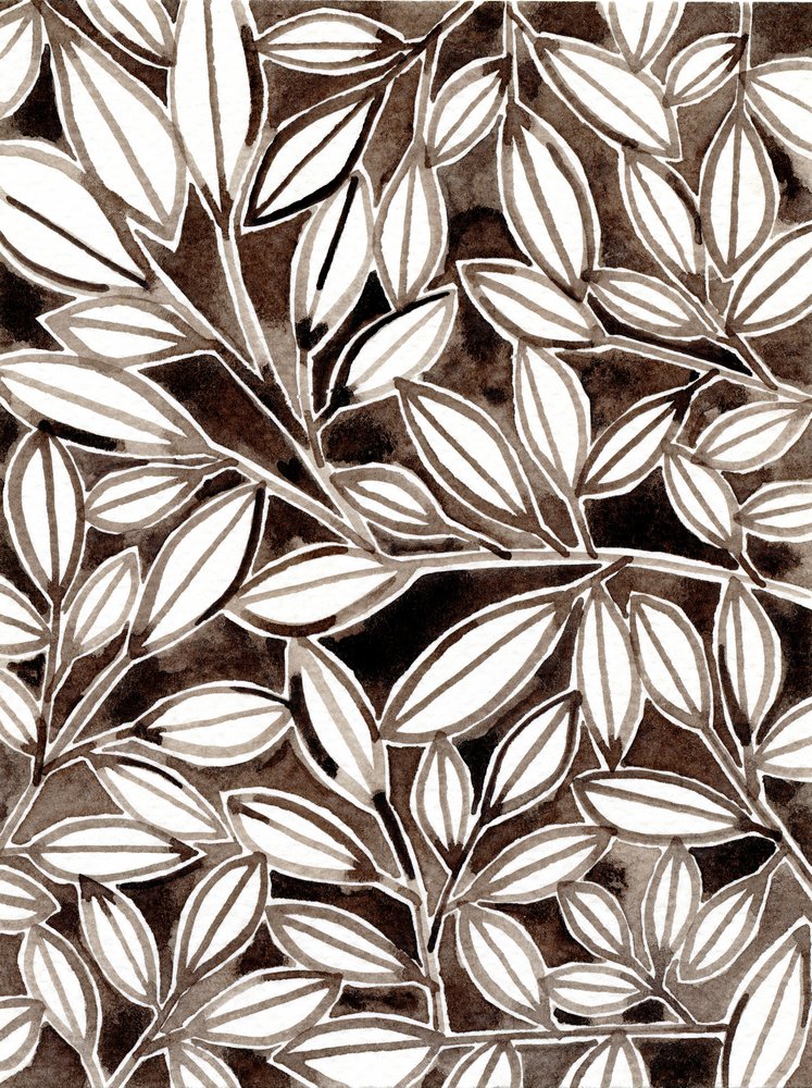 Sepia Botanical Pattern by Susan Black