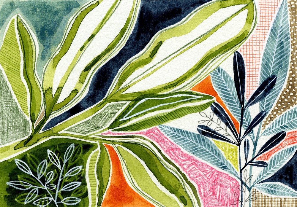 Vibrant Botanical Leaves by Susan Black