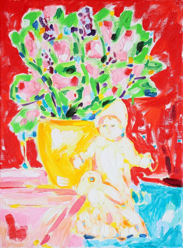 Vibrant Flowers and Doll by Tamara Jare