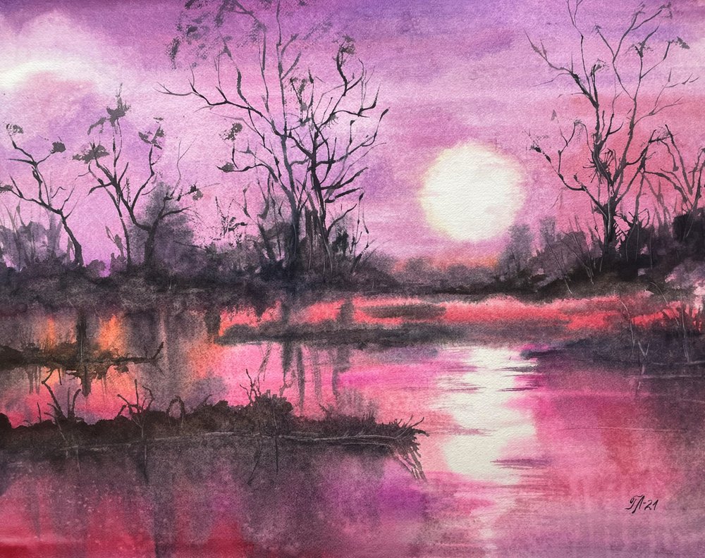 Pink Moon Reflection by Tanya Lundmark