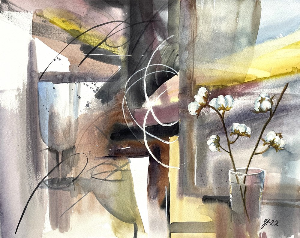 Watercolor Cotton Abstract by Tanya Lundmark