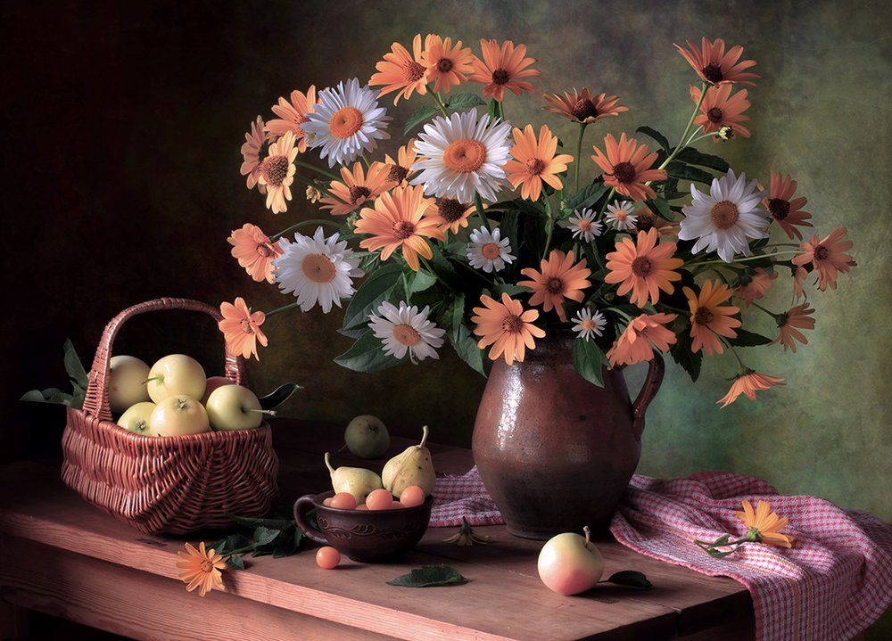 Autumn Flowers and Fruit by Tatyana Skorokhod