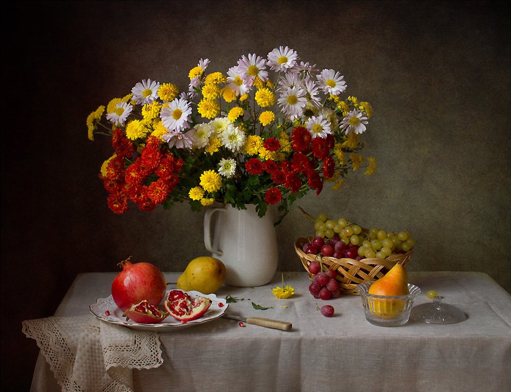 Autumn Flowers and Fruit by Tatyana Skorokhod