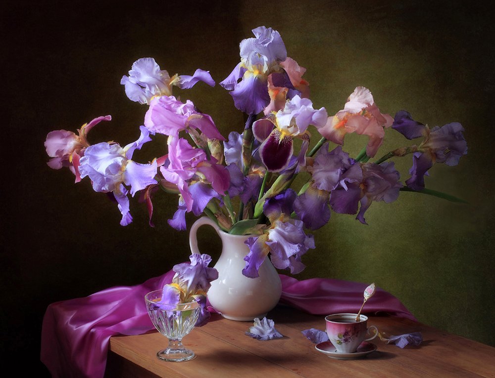 Elegant Iris Still Life by Tatyana Skorokhod