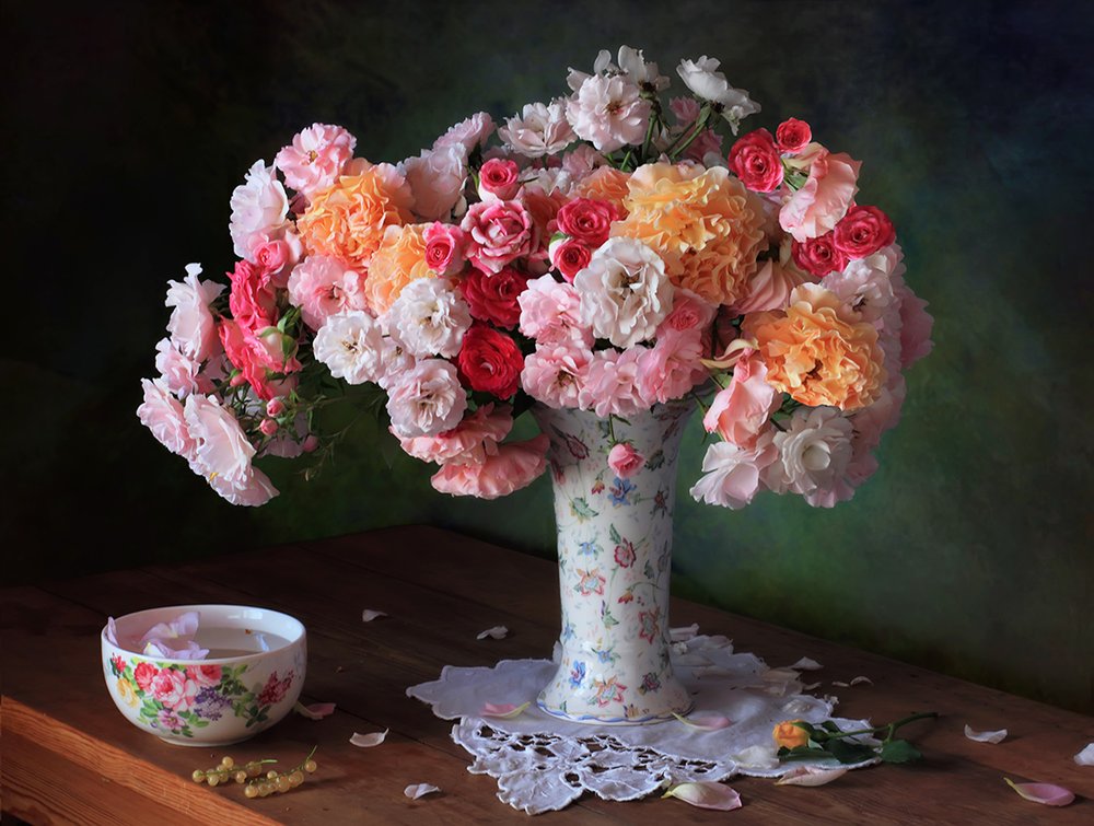 Garden Rose Still Life by Tatyana Skorokhod