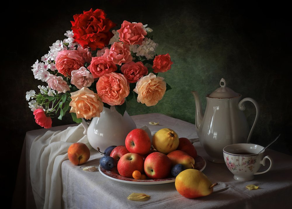Roses Fruit Teatime by Tatyana Skorokhod