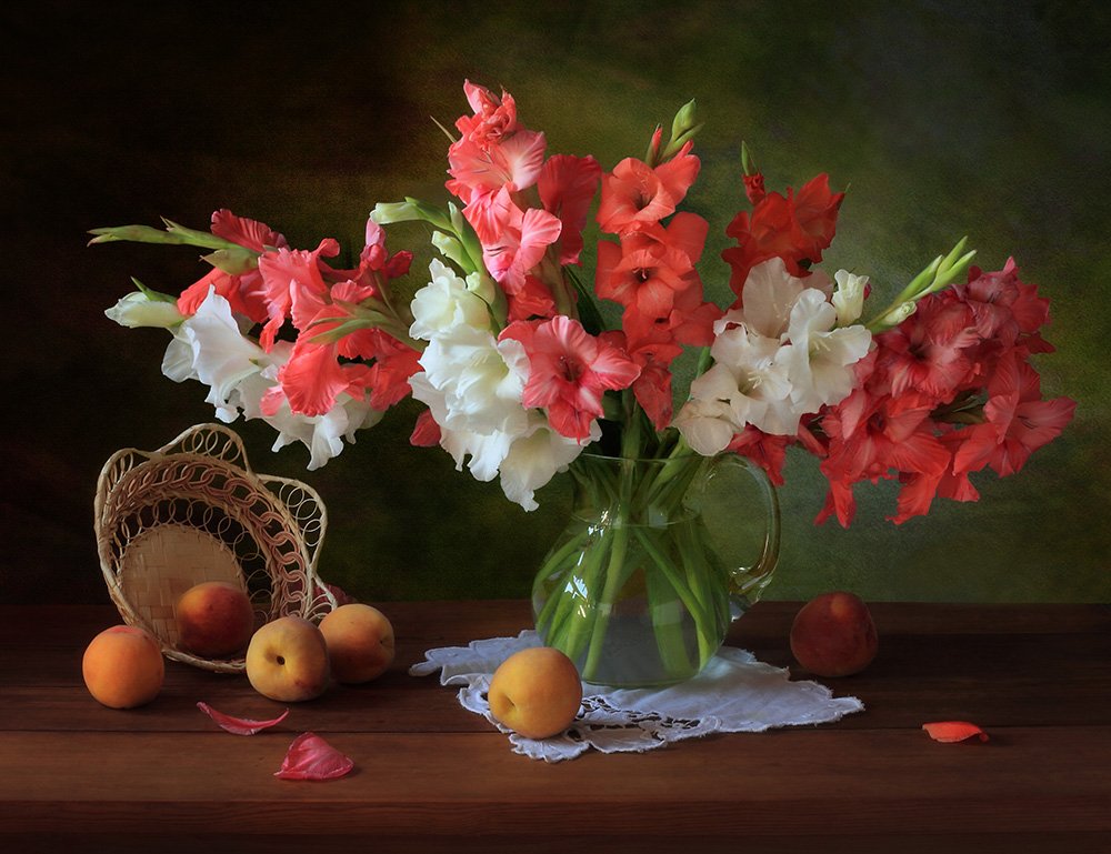 Summer Gladioli and Peaches by Tatyana Skorokhod