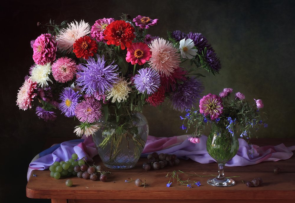 Vibrant Aster Still Life by Tatyana Skorokhod