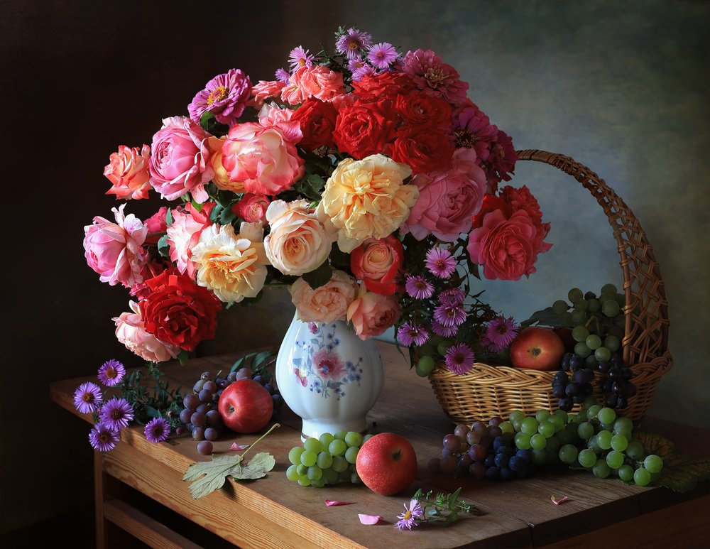 Vibrant Bouquet and Fruit by Tatyana Skorokhod