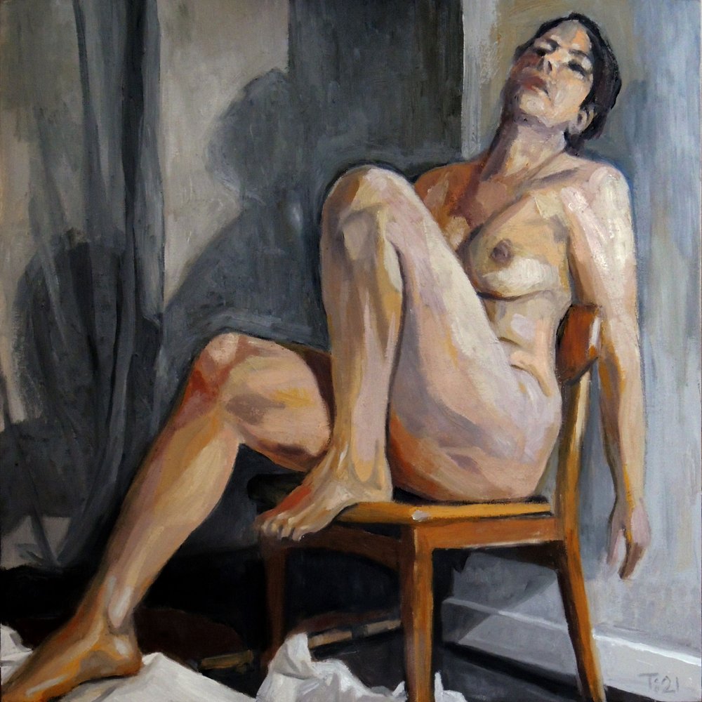 Contemplative Nude Figure by Tore Bahnson
