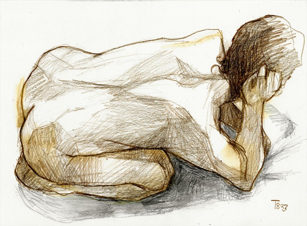 Curled Nude Sketch by Tore Bahnson