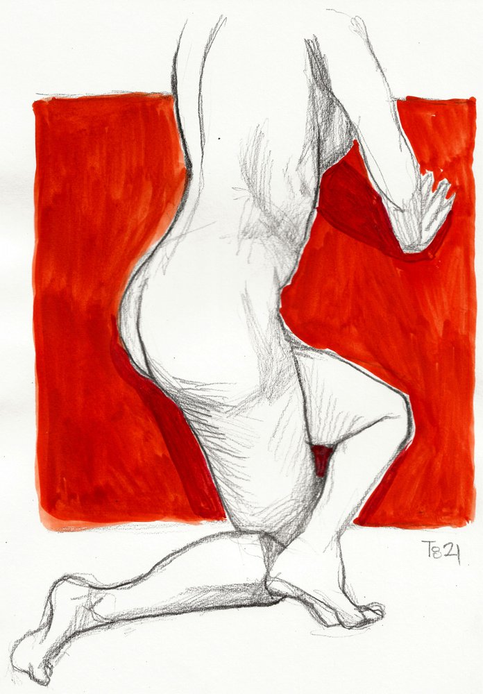 Kneeling Nude Figure Study by Tore Bahnson