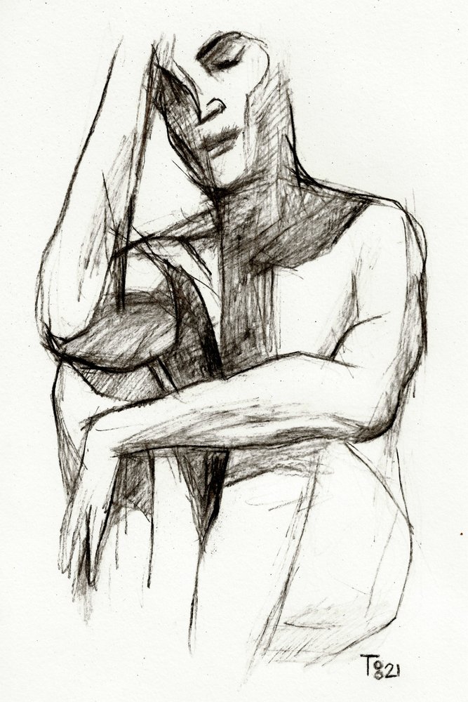 Pensive Figure Drawing by Tore Bahnson