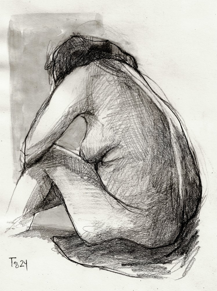 Pensive Nude Figure by Tore Bahnson