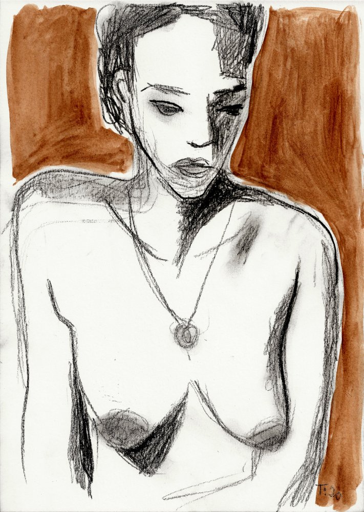 Pensive Nude Sketch by Tore Bahnson