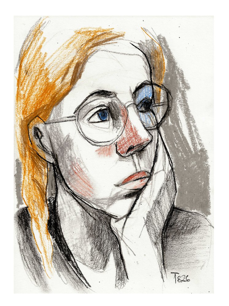 Pensive Woman With Glasses by Tore Bahnson
