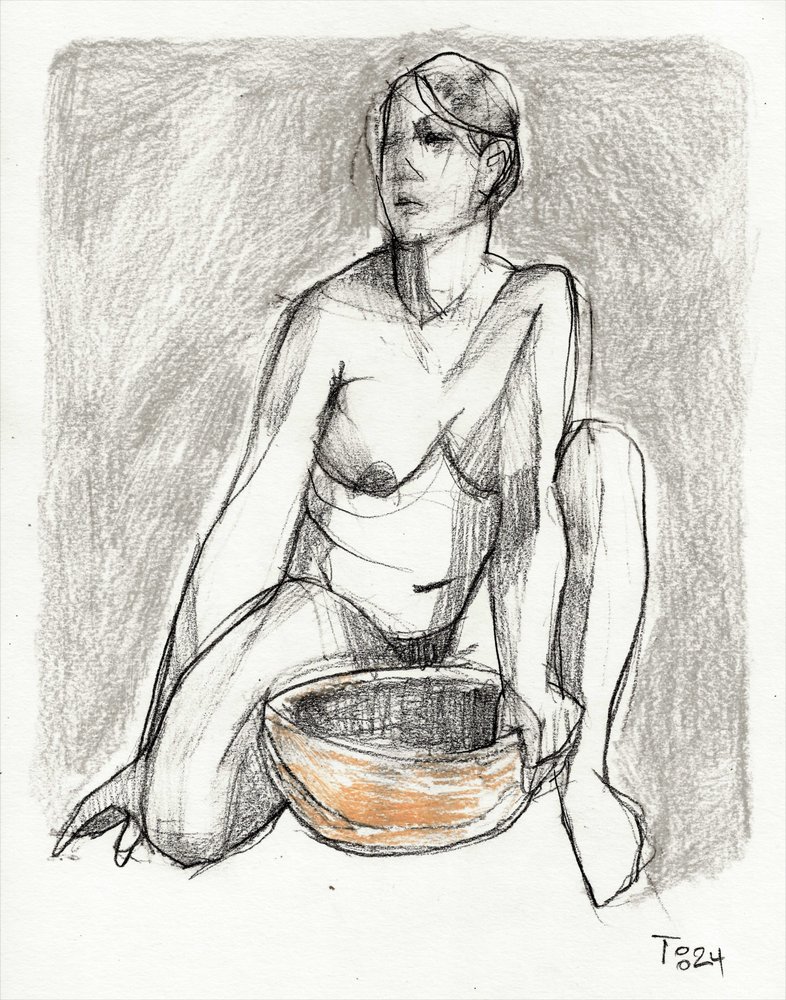 Quiet Nude Figure Drawing by Tore Bahnson
