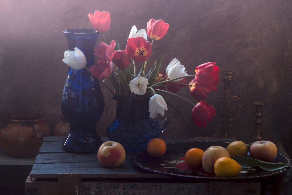 Moody Tulips Still Life by UstinaGreen