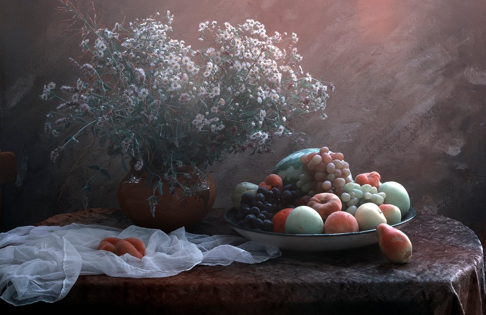 Rustic Fruit and Flowers by UstinaGreen