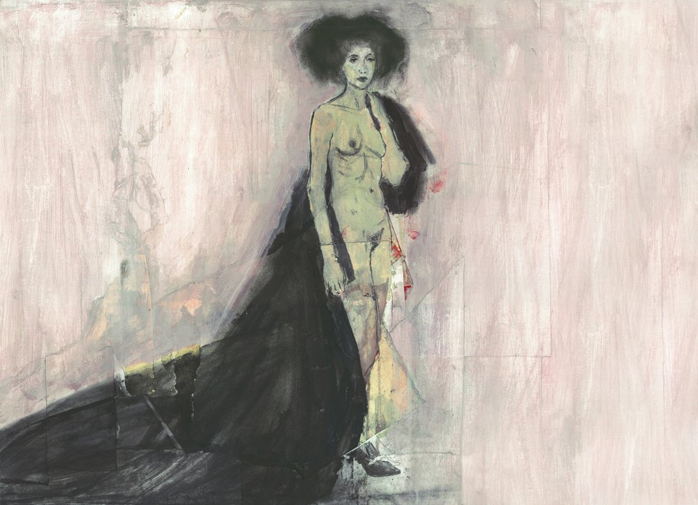 Dramatic Nude in Cloak by Ute Rathmann