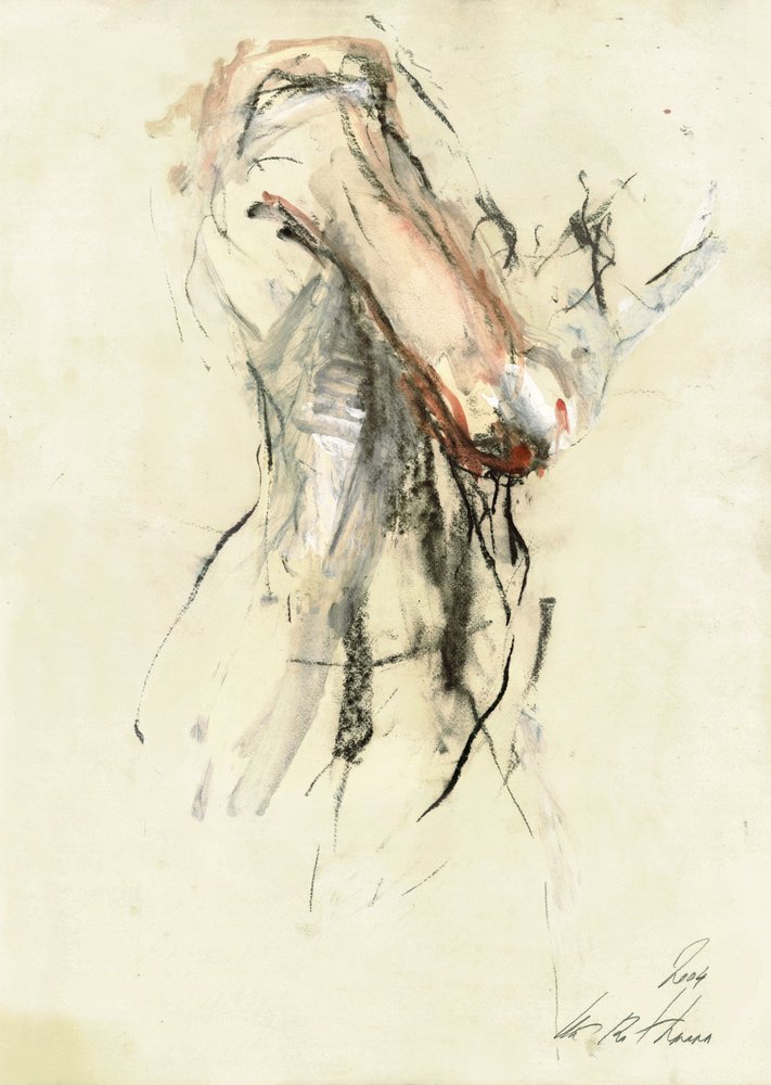Expressive Nude Drawing by Ute Rathmann