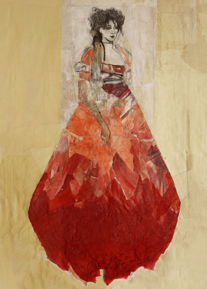 Fashion Woman Red Dress by Ute Rathmann