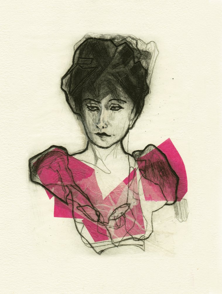 Modern Pink Portrait by Ute Rathmann
