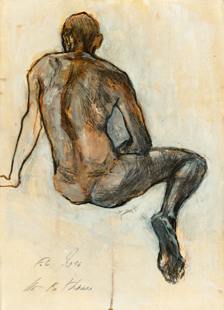 Seated Male Figure Study by Ute Rathmann: Fine art print