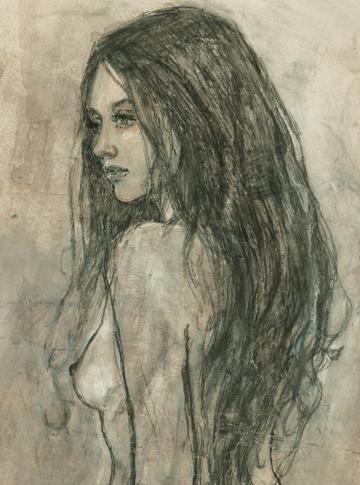 Woman With Long Flowing Hair by Ute Rathmann