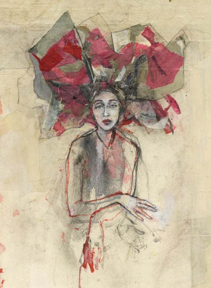 Woman with Red Headdress by Ute Rathmann