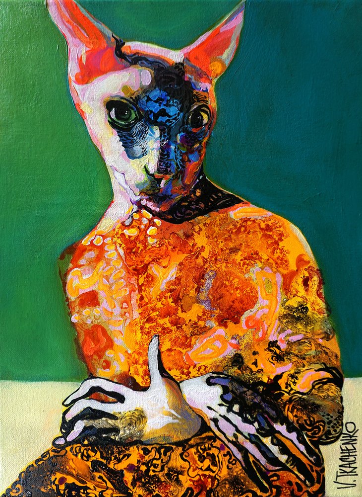 Colorful Sphynx Portrait by Victor Tkachenko