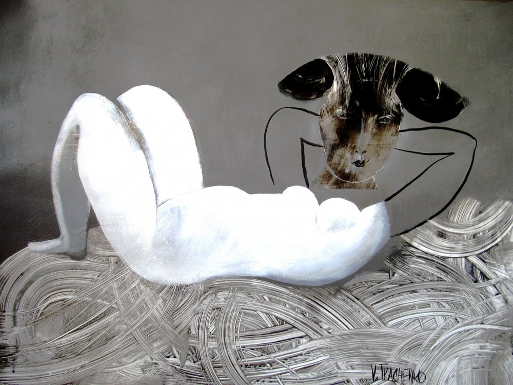 Contemplative Abstract Figure by Victor Tkachenko