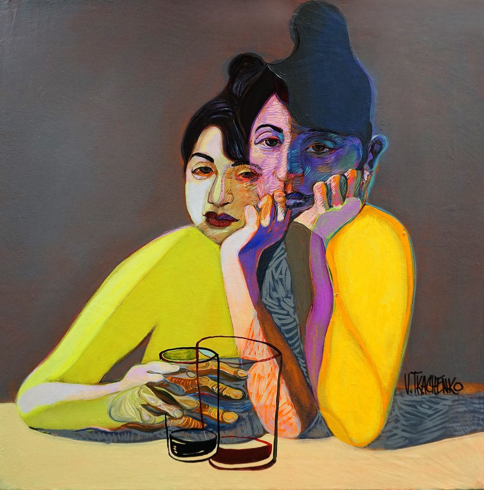 Contemplative Dual Portrait by Victor Tkachenko