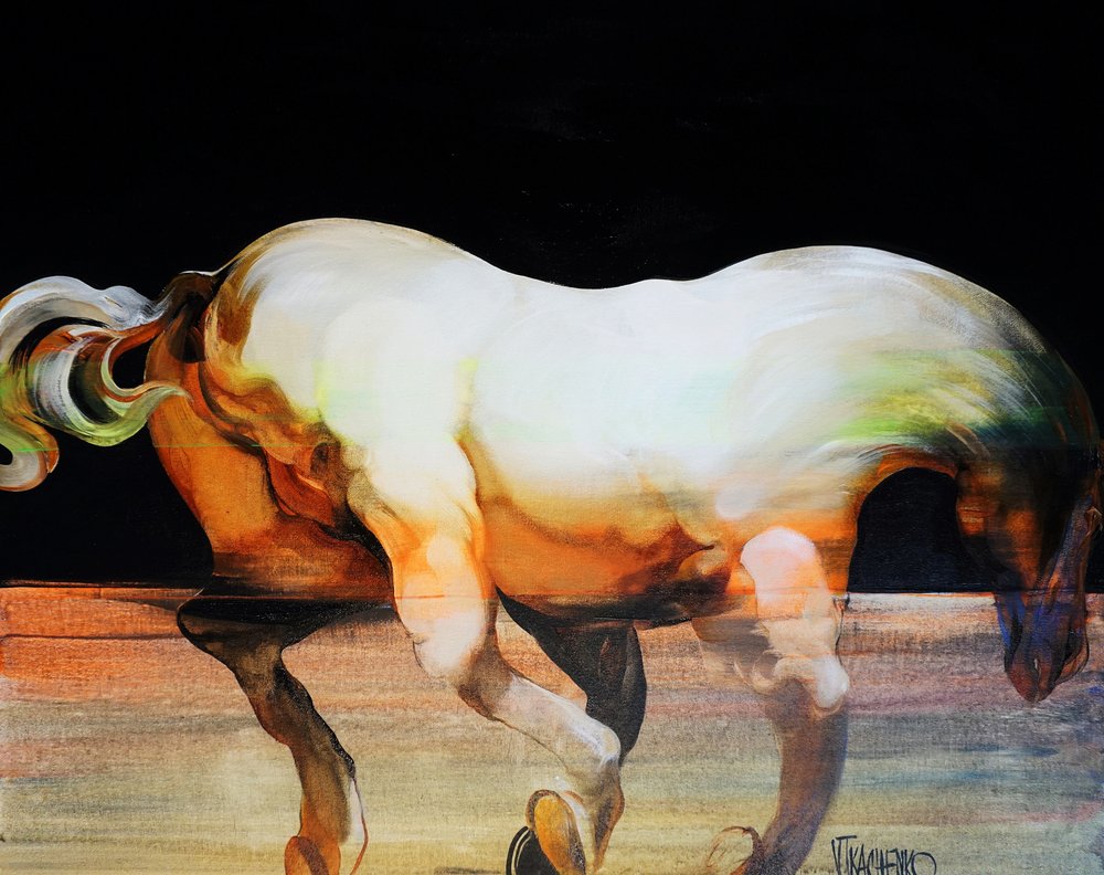 Expressive White Horse by Victor Tkachenko
