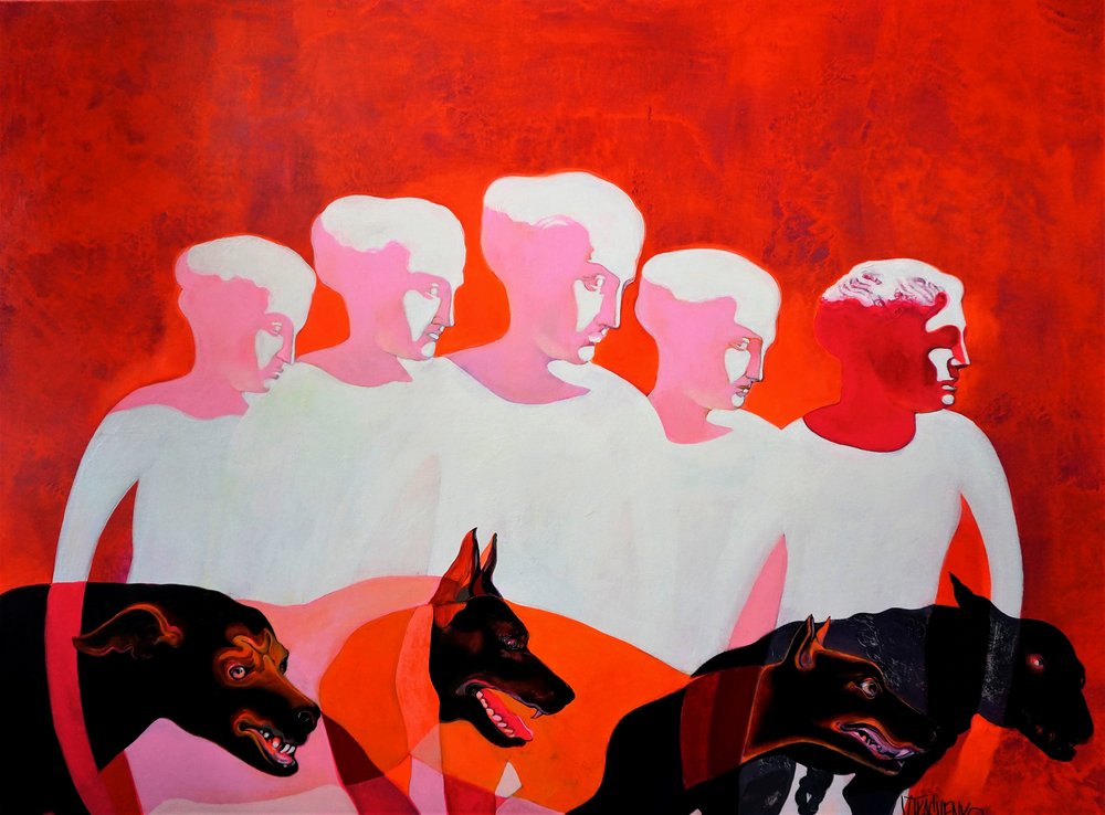 Fading Figures Angry Dogs by Victor Tkachenko