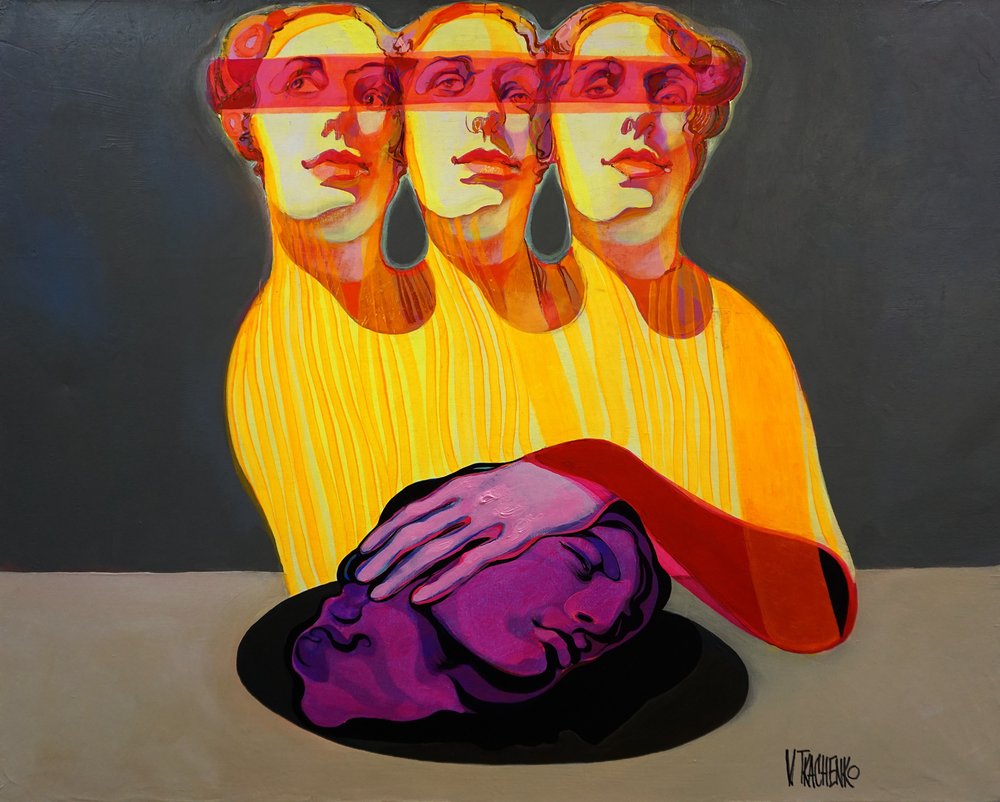 Surreal Figures Purple Head by Victor Tkachenko